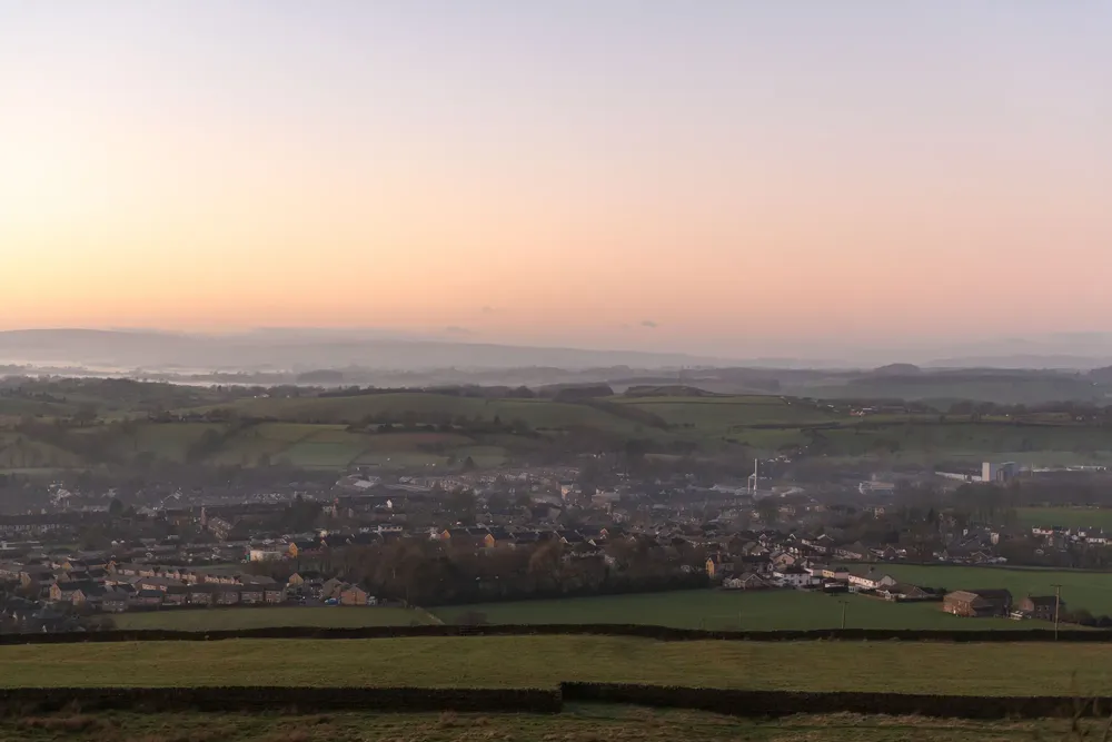 A view overlooking the countryside and ambla factory